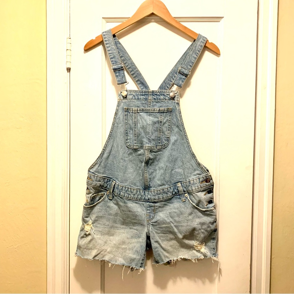 Isabel maternity by Ingrid and Isabel cut off denim jean overalls ￼00